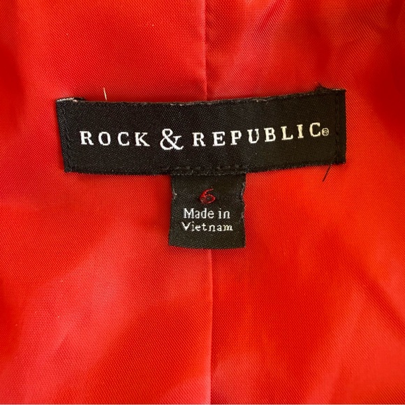 Rock & Republic Red Distressed Cropped Moro Jacket - Picture 8 of 14